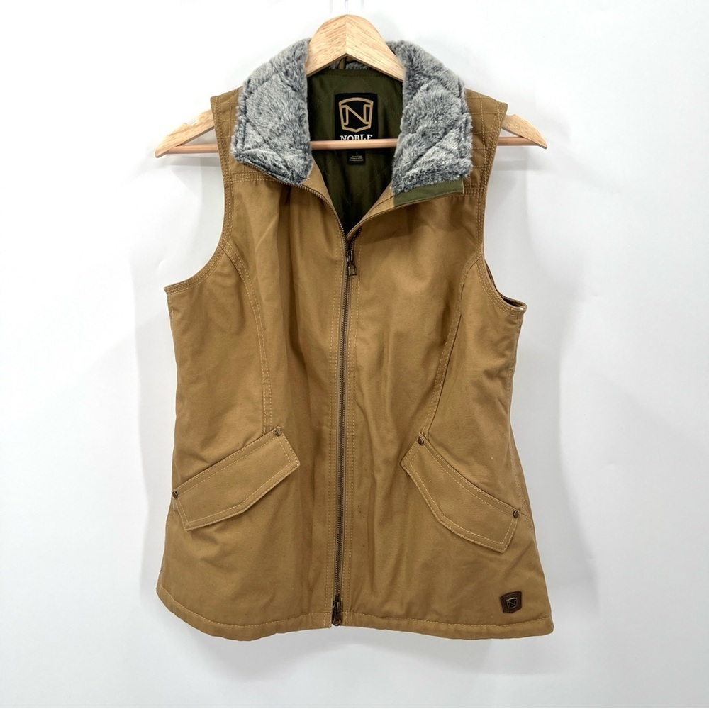 NOBLE Woman's Brown Faux Fur Zip Up Vest Size S